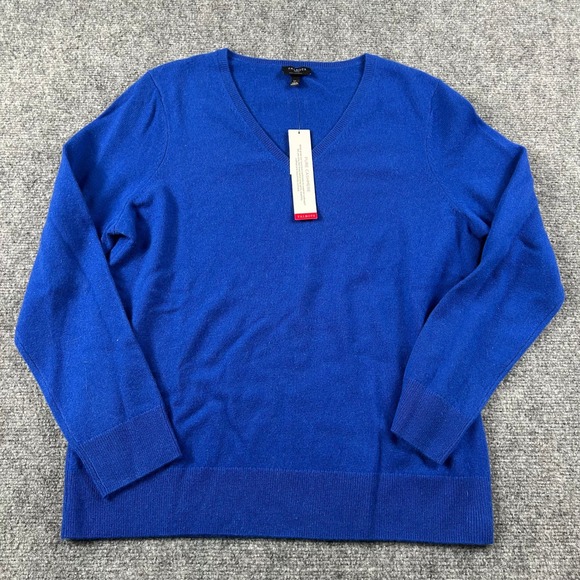 Talbots Sweaters - Talbots Sweater Womens Petite Large PL Blue Pure Cashmere V-Neck NWT 58407899